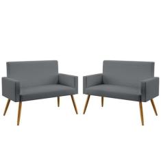 Kit 2 Poltronas Namoradeiras Decorativas Estofadas Para Sala De Estar 