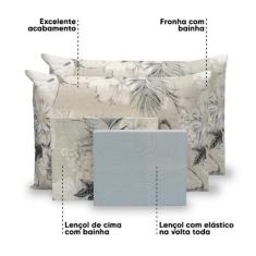 Lençol Queen 4 Pçs Estampado Percal 180 Fios Bainha - Bem Me Quer Enxo