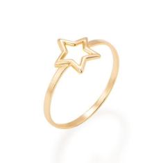 Anel Rommanel Banhado Ouro Aro Fino Estrela Vazada Gio Antonelli 51293