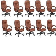 Kit 10 Cadeira de Escritório Presidente Giratória Office Nova Córdoba Marrom