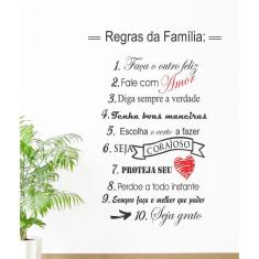 Adesivo Decorativo De Parede Frases Regras Da Família