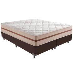 Cama Box Marrom E Colchão Classic 26 Cm Molas Ensacadas Queen Anjos