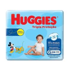 Fralda huggies tripla proteção jumbo g c/ 24 unid
