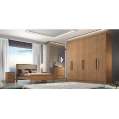 Guarda Roupa Casal 100% MDF 6 Portas 8 Gavetas - Linea-Cumaru - Móveis