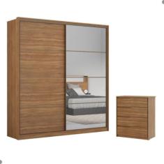 Conjunto Quarto Guarda Roupa com Espelho e Comoda Napolis Amendola - C