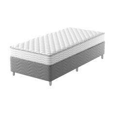 Cama Box com Colchão Solteirão Howie Espuma D45 (17x96x203) Branco e Cinza