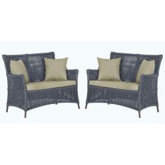 2 Sofás área Externa Igapó Alumínio Pintura Marrom Corda Náu Prata