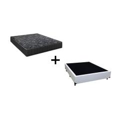 Cama Box Casal 138 Tecido Sintético Branco com Colchão Lisboa Espuma D28 Preto - Bello Box