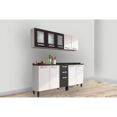Cozinha Modulada Completa Gourmet 4 Peças (2 Armários + 2 Balcões) C4P71 Branco/Preto - Bertolini