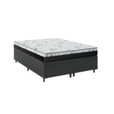 Cama Box Casal Bipartido 138 Preto Com Colchão D33 One Face Bello Box 58x138x188