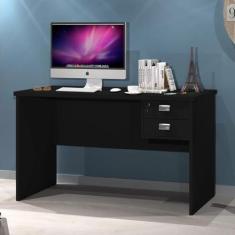 Escrivaninha Mesa Escritório Thor 2 Gavetas 120cm Preto - J&A Móveis