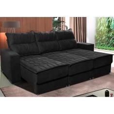 Sofá Retrátil e Reclinável 2,25m Cama inBox Canadá. com Molas Velusoft