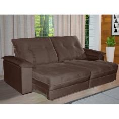 Sofá Retrátil e Reclinável 2 Lugares 2,90m Veludo Veneza Bom Pastor Castor