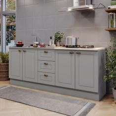 Cozinha Compacta 2 Peças com Tampo para Cooktop Emily Cinza/Calcare