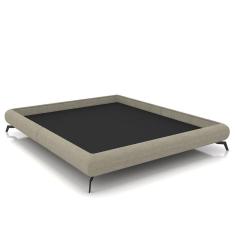 Cama King Base Box 193x203cm Pés De Ferro Cold P02 Linho Bege - Mpozenato
