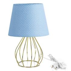 Abajur Cebola Dome Azul/bolinha Com Aramado Dourado - MARRYLUZ