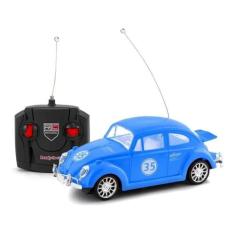 Carrinho Brinquedo Fusquinha De Controle Remoto Infantil  Acende Farol