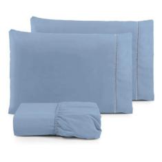 Jogo de lençol casal 3 Peças ponto palito percal algodão 180 fios - Lo