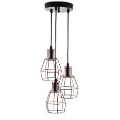 Lustre Com 3 Pendentes Aramados Nu - Cobre