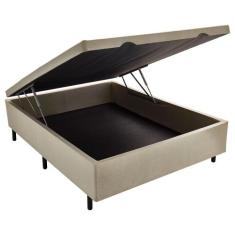 Cama Box Baú Casal em Sued Bege com Pistão A Gás - 138x188 - RR Colchõ