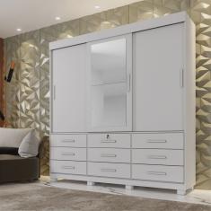 Guarda-roupa Londres com Espelho e 9 Gavetas