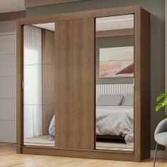 Guarda-roupa Casal 3 Portas de Correr com Espelhos Rustic Nobre Madesa