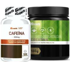 Cafeina Pura 200mg 120 Caps + Creatina Pura 100g Growth