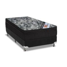 Cama Box Solteiro: Colchão Molas Ortobom Nanolastic Iso Firme + Base Crc Suede Black(88X188)