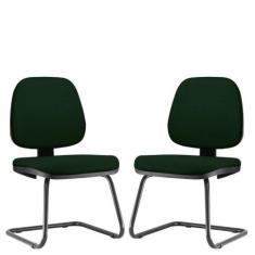 Kit 02 Cadeiras Para Escritório Job Fixa Crepe Verde Musgo - LYAM DECO
