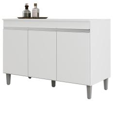 Balcao Para Pia 120 cm 3 Portas Manu Branco REAJL