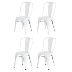 Kit 4 Cadeiras Tolix Iron Design Branca Aço Industrial Sala Cozinha Ja