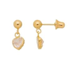 Brinco Infantil Ouro 18k 750 Bola Com Pedra Bebê Criança - AEA Caribe,