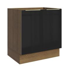 Balcão Madesa 70 Cm 2 Portas - Sem Tampo Rustic/Preto