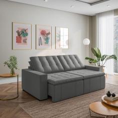 Sofá Cama Retrátil e Reclinável 3 Lugares 260cm em Veludo Palmeira Cab