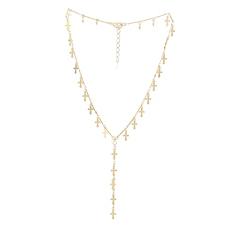 Colar Armazem RR Bijoux gravatinha pingentes cruz dourado