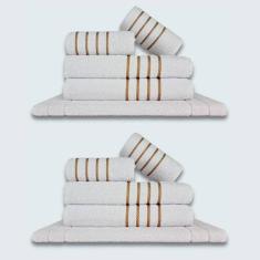 Jogo De Toalhas 10Pçs Coleção Dubai100%Algodão Branco+Branco