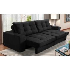 Sofá Retrátil e Reclinável 2 lugares 1,90m com Molas Marcela Suede Preto Adonai Estofados