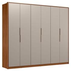 Guarda Roupa Casal Atrice 6 Portas Nogueira Nude Prime TX Demóbile - Demartêz