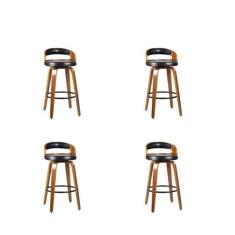 Kit 4 Banqueta para Cozinha Alta Giratória Madeira Roma Preto/Marrom