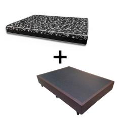Cama Box Casal 138 Tecido Sintético Marrom com Colchão Belize Bello Box - D33 Preto 57x138x188