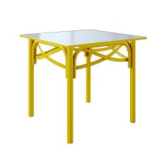 Mesa De Jantar Katrina Amarela Quadrada Tampo De Madeira 90 Cm Asturias - Cor: Amarelo