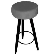 Kit 09 Banqueta Alta Flora Pés Palito em Madeira Preto  Bar Bistrô Coz