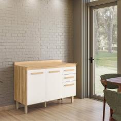 Balcão Intenza Com Tampo 120 Cm Com 3 Portas E 2 Gavetas Freijo/off White