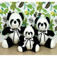 Urso panda pelucia 3 pçs para decoraçao e nicho - CKD CONFECCOES, Laço