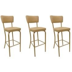 Banqueta Olivia - Alta para Bar e Cozinha Dourado Fosco com Assento Co