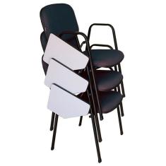 03 Cadeiras Universitárias Linha Hotel Auditório Cinza