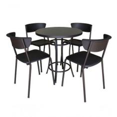 Kit Café Bar 1 Mesa E 4 Banquetas Linha Smart Preto - DESIGN OFFICE MÓ
