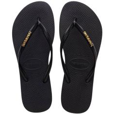 Chinelo Havaianas Slim Logo Metallic Feminino - Preto