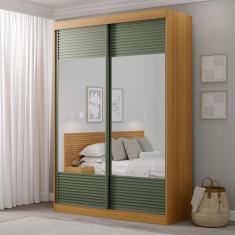 Guarda-Roupa Solteiro 2 Portas com Espelho Samambaia CabeCasa MadeiraO