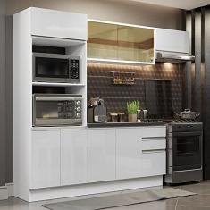 Cozinha Completa 100% Mdf Madesa Acordes 250004 com Armário e Balcão (com Tampo) - Frentes Branco Brilho